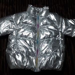 Girls Size 4-5 Silver Puffer Jacket